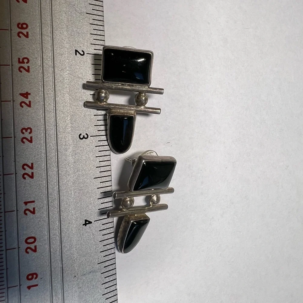 Vintage Sterling silver black onyx earrings